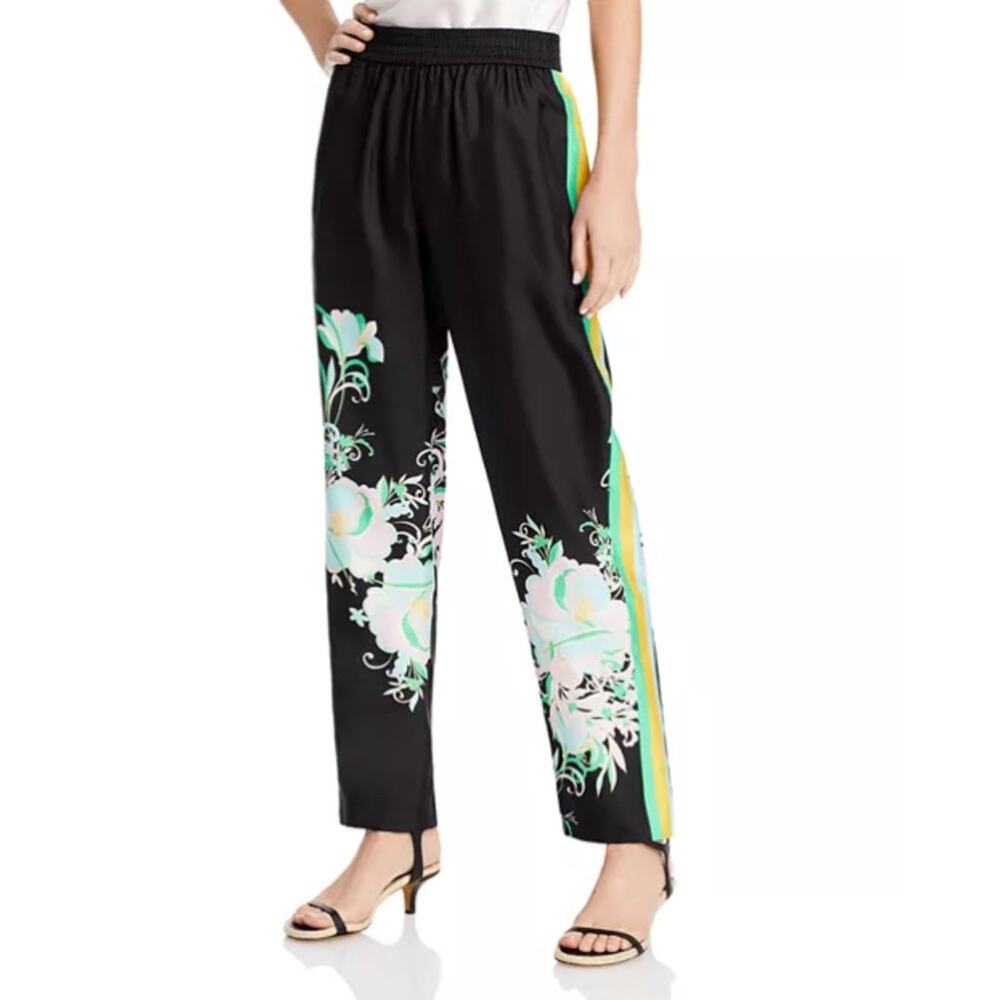 Kobi Halperin Dani Floral Print Silk Pants In Shamrock Multi Women’s Size XXL